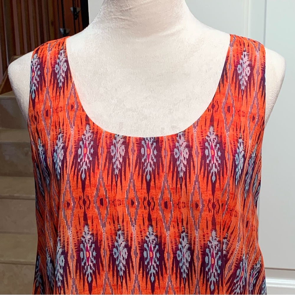 EMMA‎ & MICHELE. Southwestern pattern, Orange and Blue. Size S. Sleeveles…
